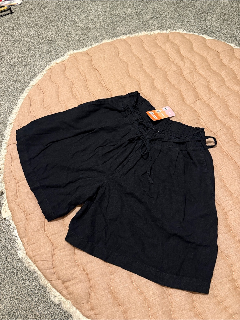 Universal Thread Black Paperbag Waist linen Shorts with Tie